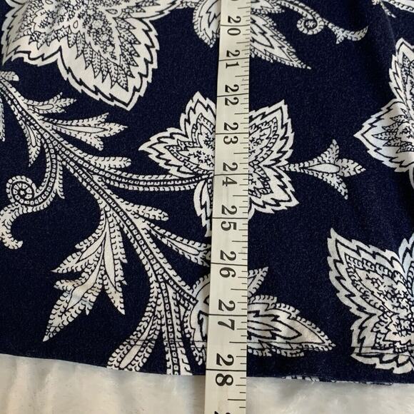Talbots Tee Women's Size 2x Long Sleeve Yellow Navy Peasant Floral Artsy Stretch - Picture 6 of 6